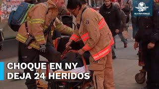 Chocan trenes del metro de Nueva York