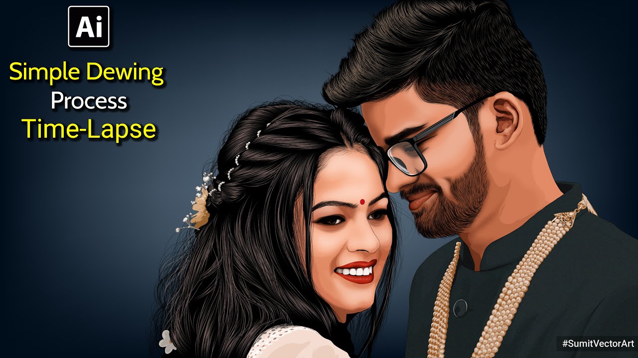 How to draw Perfect Couple Portrait Painting Digital Art in