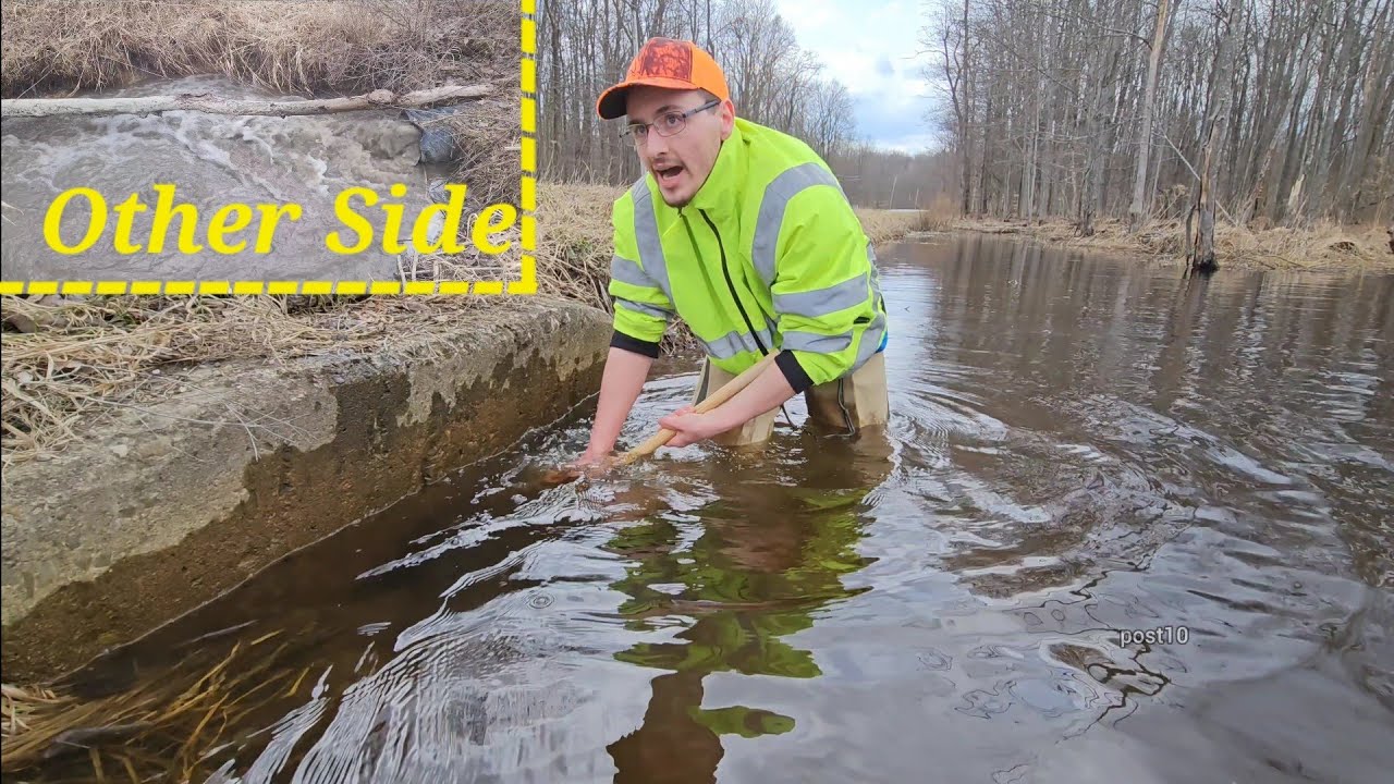 Прочистка водопропускной трубы. Первый слив в 2023 году. И это было потрясающе.