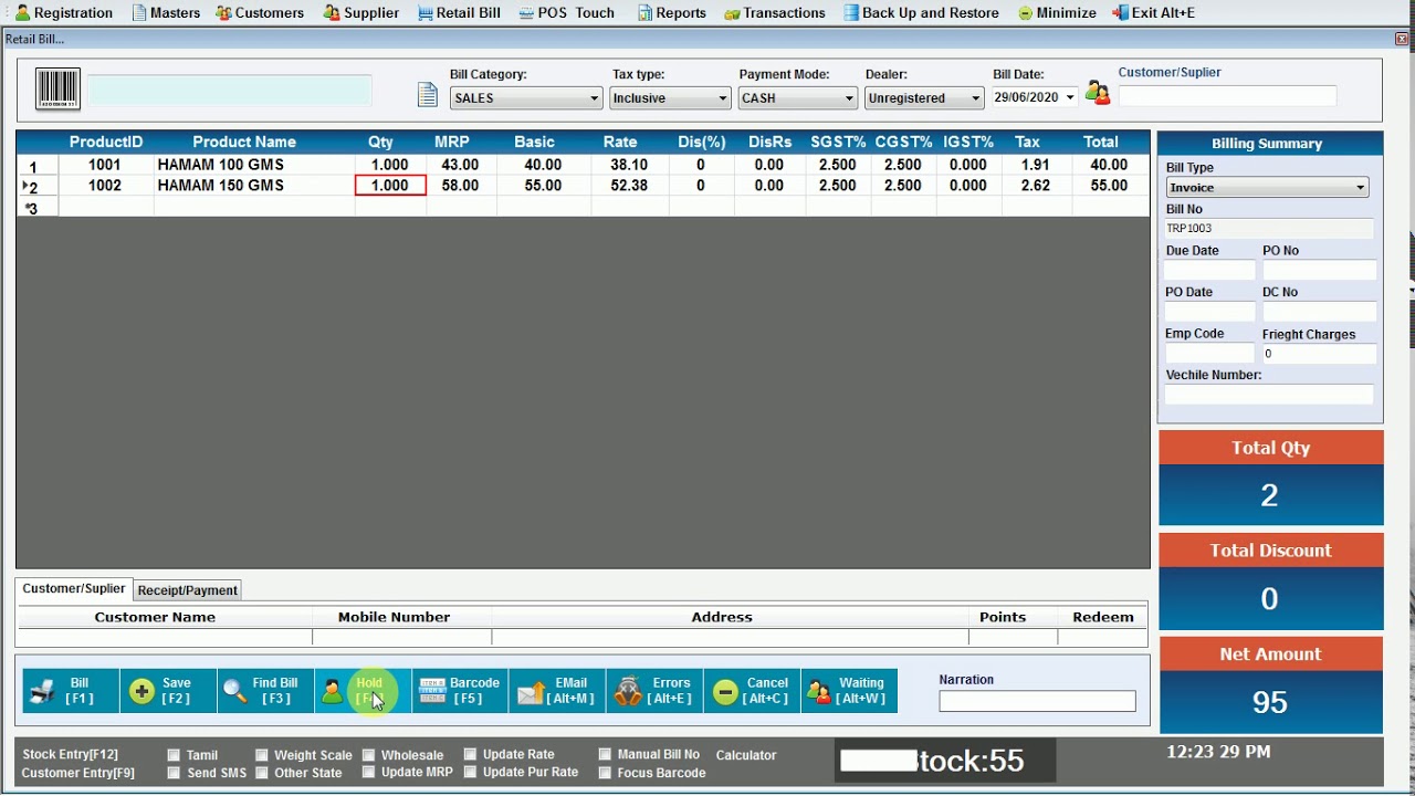 Holding Bills for waiting customers - Smart Inventive Pos