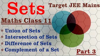 Sets | JEE Mains | Maths Class 11 Chapter-1 | Union, Intersection, Difference of Sets & Complement