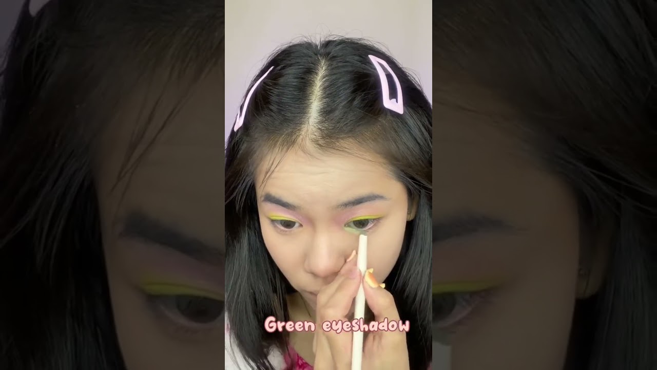Recreate douyin colorful makeup look 💚💕🍍