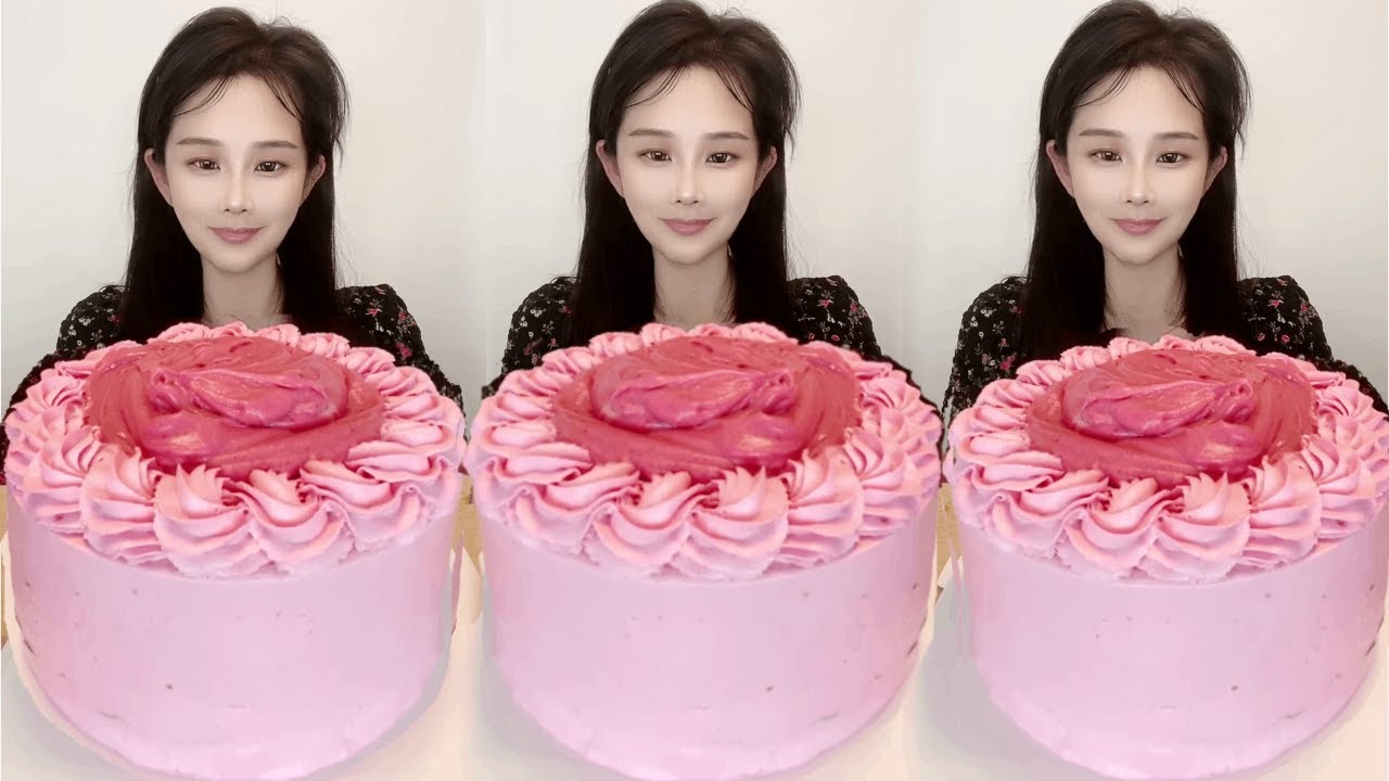 Asmr🍰Eating Raspberry Cream Mille Layer🍰 (Soft And Waxy Sound) 크림丨먹방丨 ...