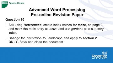 ECDL Coventry University: Advanced Word Pre-online Revision Paper Question 10 - Mark Entry