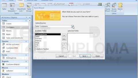 Create a new form, in columnar layout, that will display all fields of the Movies table. Then...