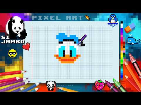 Draw Disney Donald Duck Mosaic Pixel ART - Si Jambo