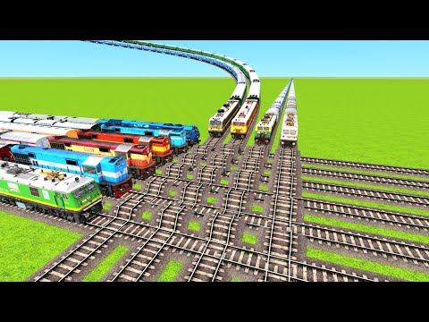 TRAINS RUNNING ON BIGGEST SPEED BUMPS TRACKS & 4 FLYING RAILROAD TRACKS|Train Simulator|Railworks|