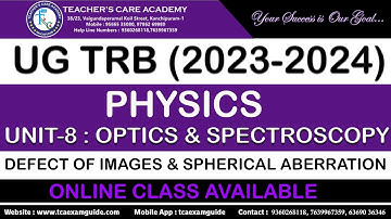 UGTRB 2023: PHYSICS - UNIT VIII -  OPTICS & SPECTROSCOPY (DEFECT OF IMAGES & SPHERICAL ABERRATION)