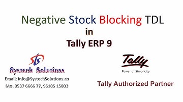 FREE TDL || Negative Stock Control || Tally TDL || Systech Solutions ||