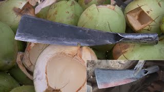 Making A Simple But Very Very Sharp Knife For Cutting Coconut From Chain Saw Bar