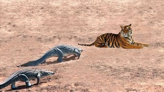 O TIGRE NÃO VIU O CROCODILO ATRÁS DELE E ISSO ACONTECEU