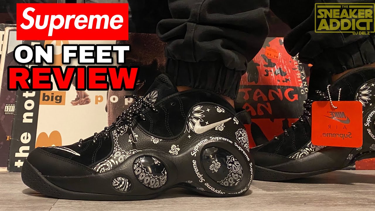 Supreme Nike Air Zoom Flight 95 Black Sneaker on Feet Review with sizing