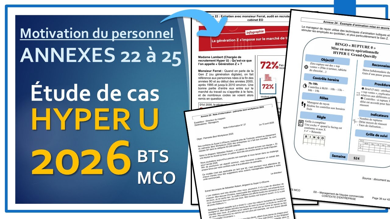 Etude des Annexes 22 à 25 | Etude de cas 2026 | HYPER U Grand-Quevilly | E8 MEC en BTS MCO