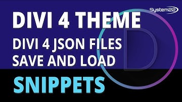 Divi 4 Json Files Save And Load