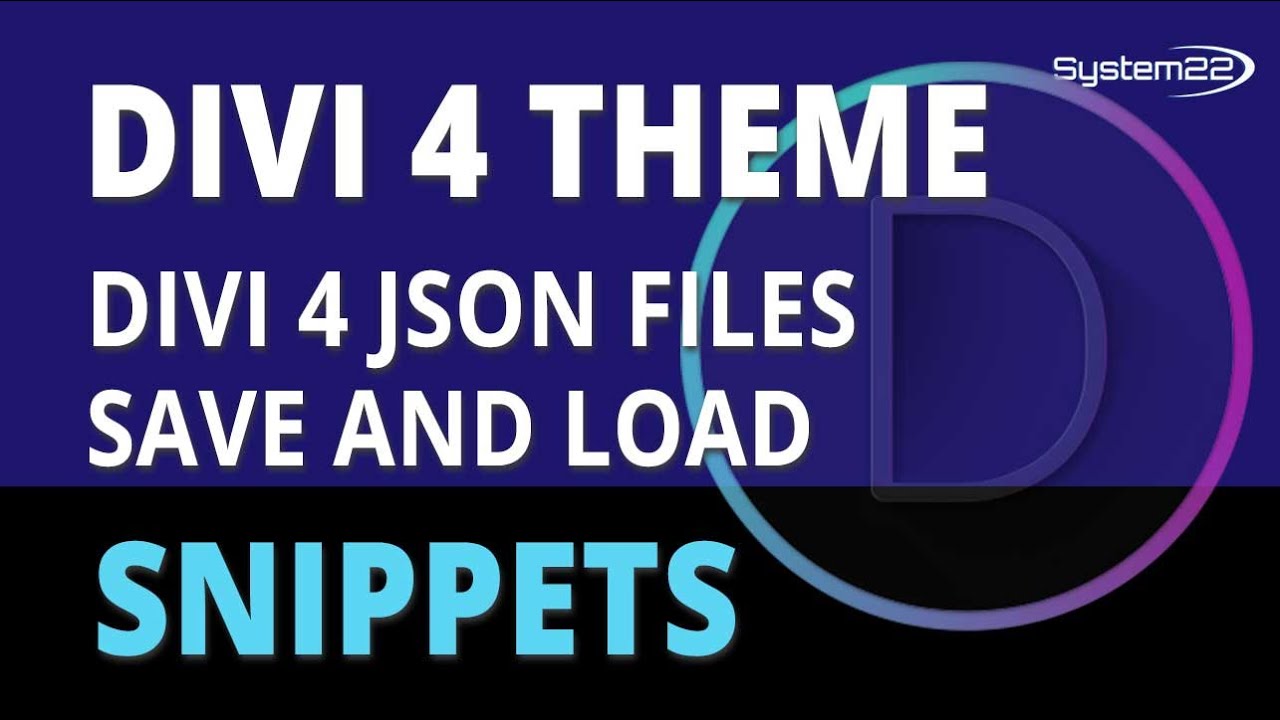 Divi 4 Json Files Save And Load