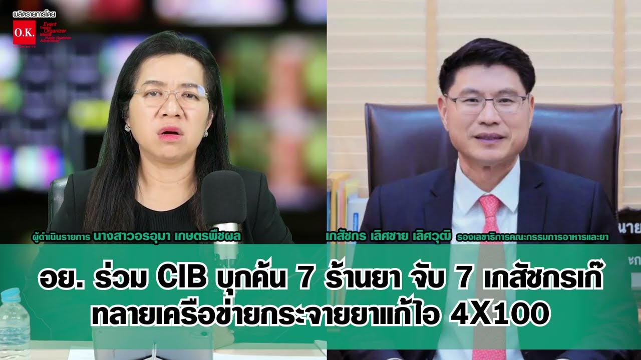 อย. ร่วม CIB บุกค้น 7 ร้านยา จับ 7 เภสัชกรเก๊ ทลายเครือข่ายกระจายยาแก้ไอ 4X100 - 96.0#พูดตรงประเด็น