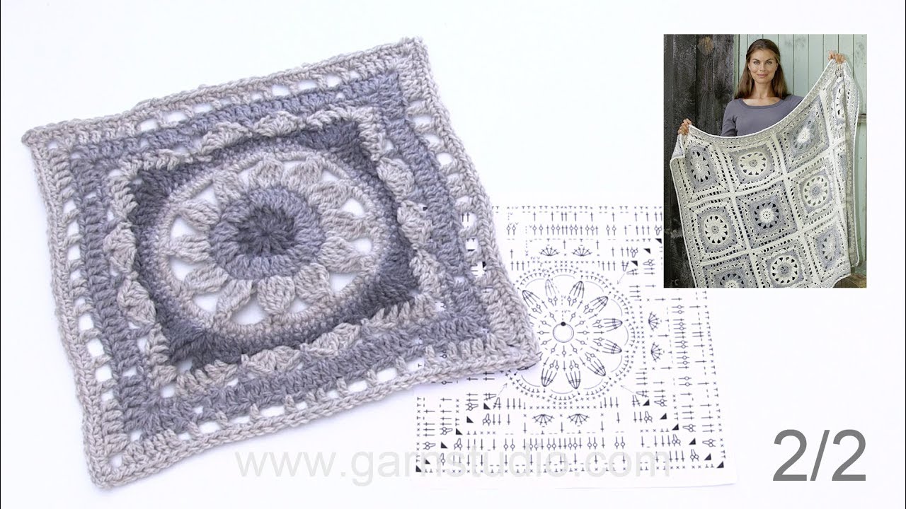 How to crochet round 7-11 on the square in DROPS 195-39