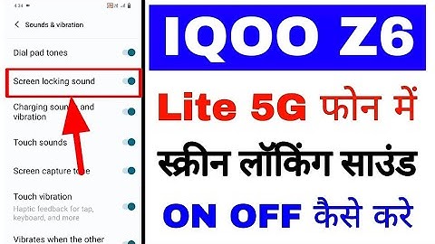 Iqoo z6 lite 5g me screen locking sound band/chalu kaise kare।turn on off screen locking sound
