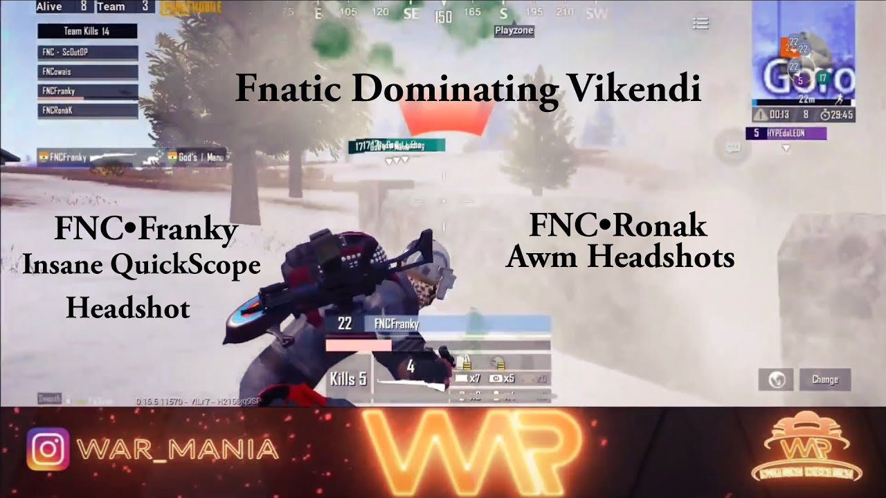 Fnatic 17 Kill Vikendi Domination | FNC FRANKY & RONAK Headshots | No stopping Fnatic