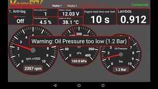MaxxECU MDash on screen warning example