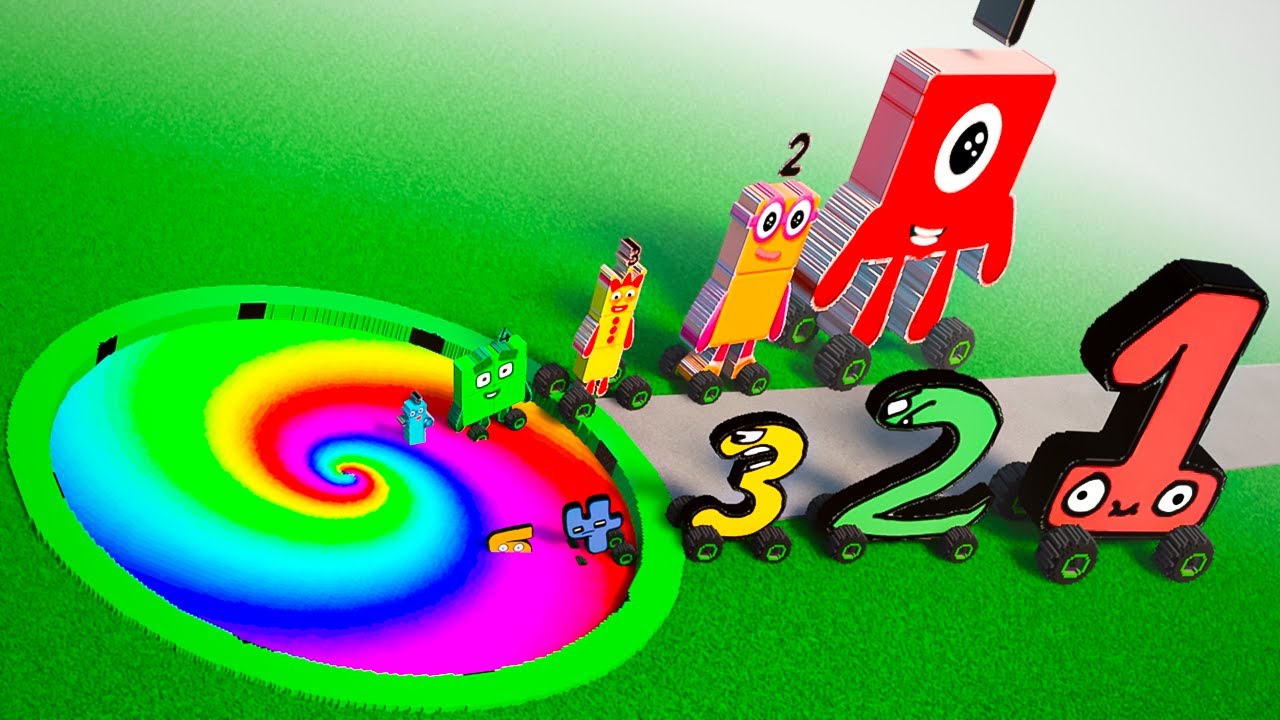 Big & Small Number Lore & Number BLOCKS CARS VS Rainbow Portals VS Obstacle Course | TEARDOWN