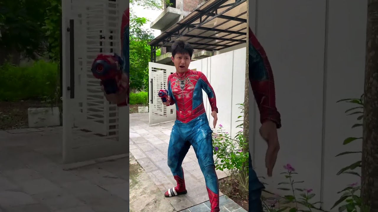 What happens when Spiderman uses a nerf gun to music? 🔫🎼 