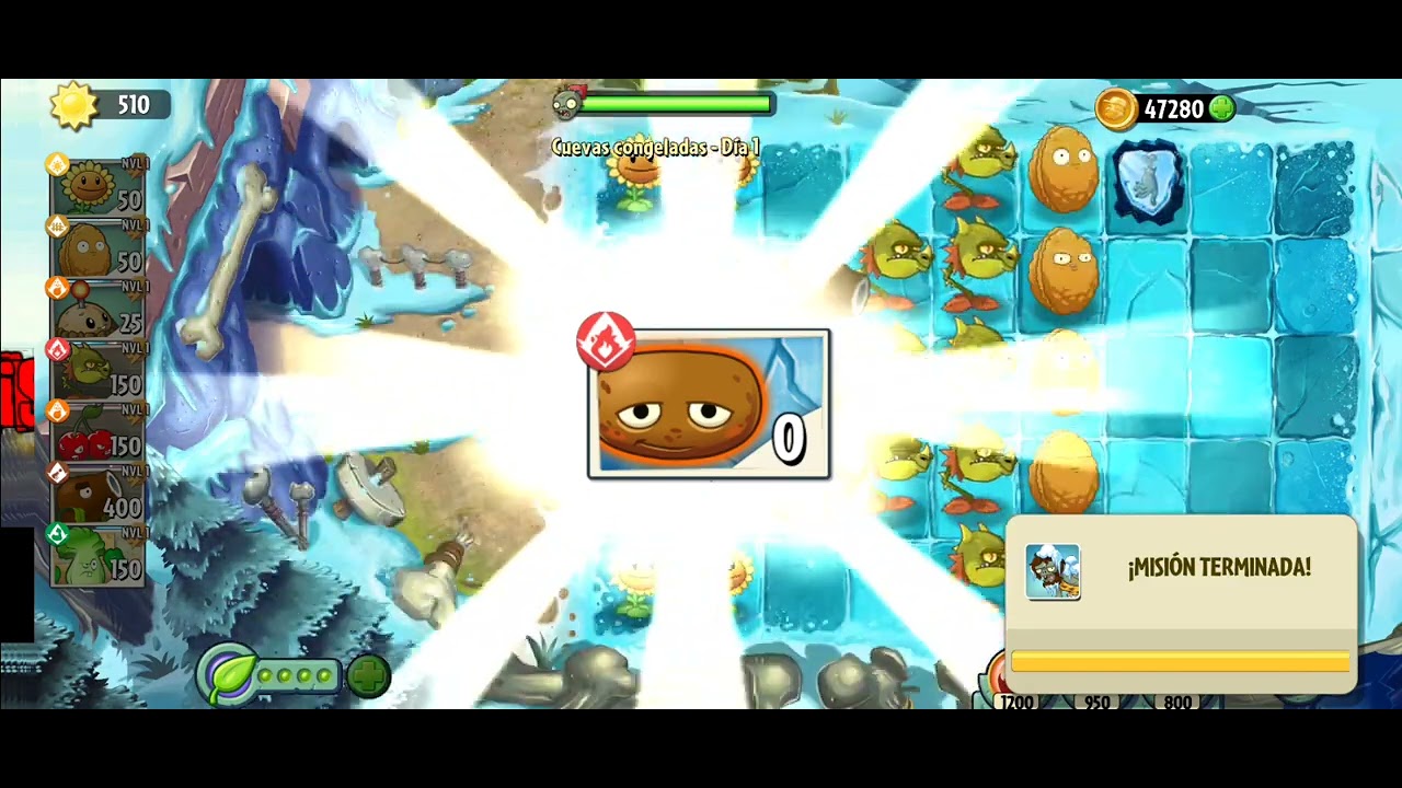 plantas vs zombies 2 cuevas congeladas dia 1 - YouTube