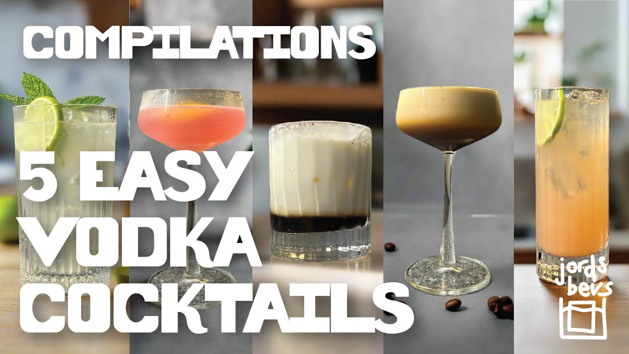 5 EASY VODKA COCKTAILS - Cosmopolitan, Moscow Mule, White Russian, Espresso Martini, Greyhound