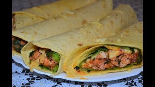 Буррито с курицей по-мексикански.Вкусная закуска. Буррито с курицей по-мексикански.Вкусная закуска.