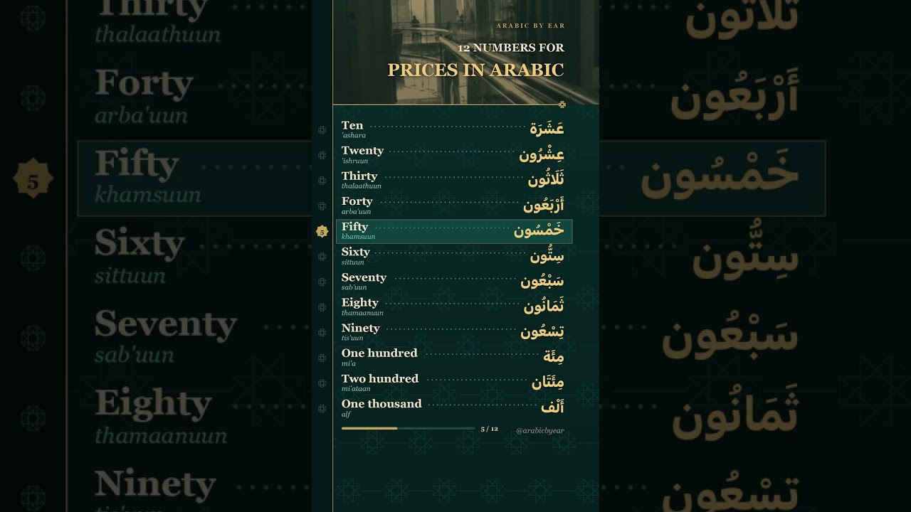 12 Arabic Numbers for Prices | 10 to 1000 | Learn Arabic #shorts