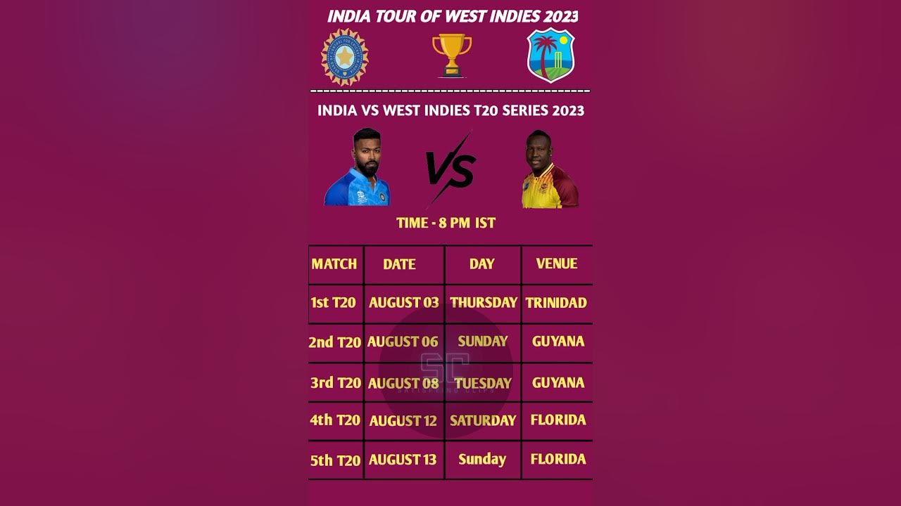 India vs West Indies T20 Schedule 2023 cricket shorts YouTube