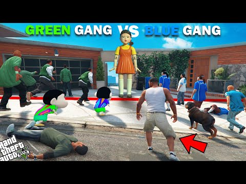 Franklin Blue Gang VS Shinchan Green Gang Squid Game Challenge In GTA 5!