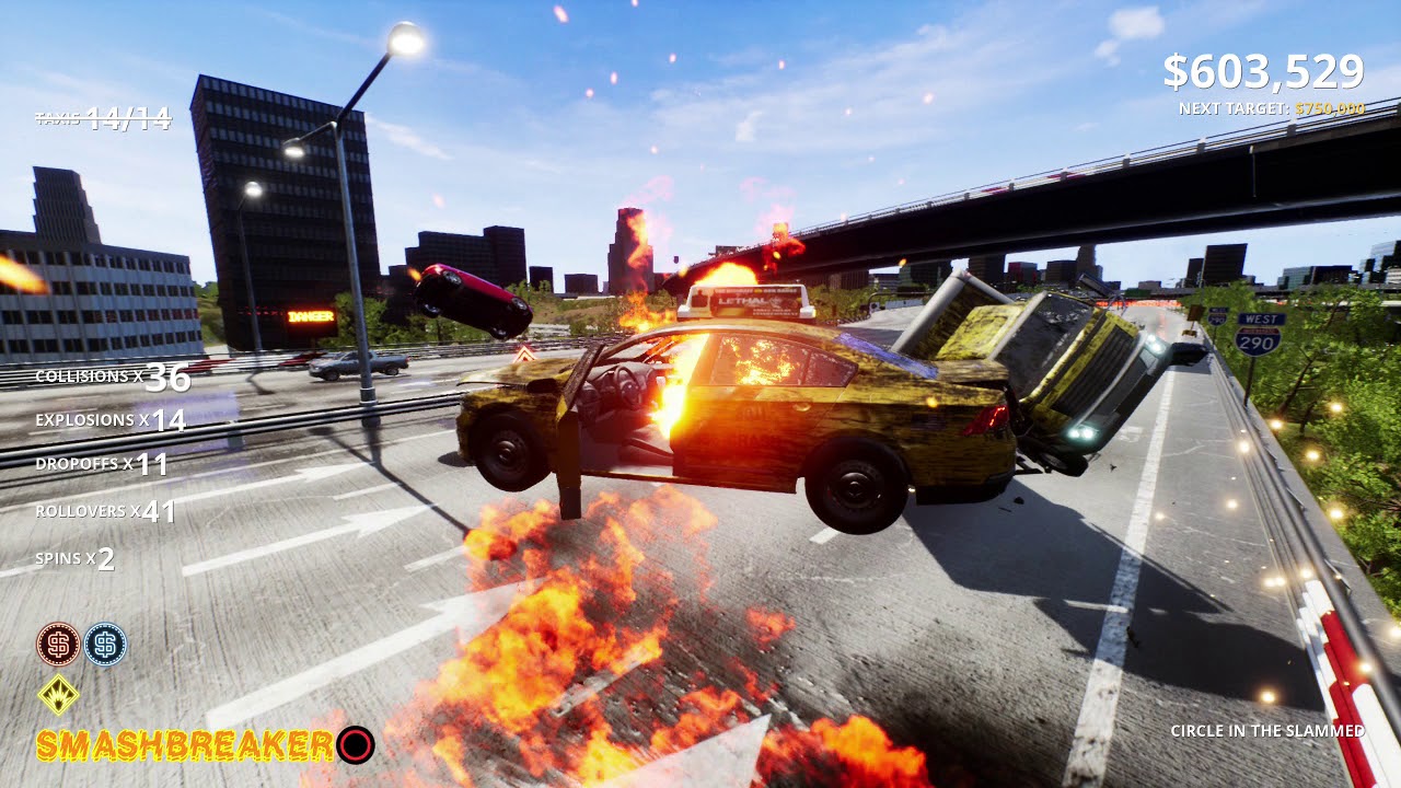 Dangerous Driving Danger Zone 2 - Circle in the Slammed - Crash All The Taxis Platinum Medal