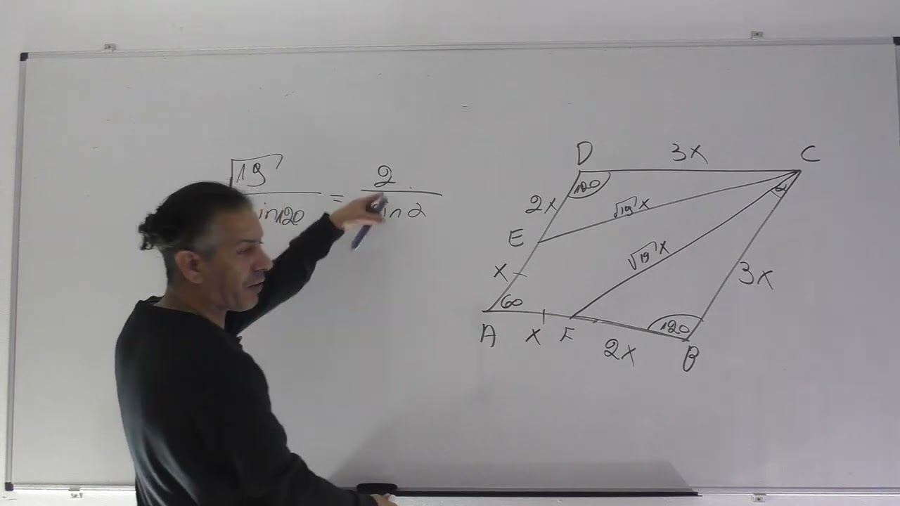 פתרון בגרות 581 קיץ 2012 מועד ב שאלה 6 טריגונומטריה עם מעגל.