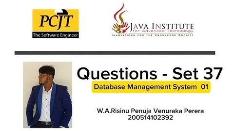 Question Set 37 | Database Management System | Java Institute