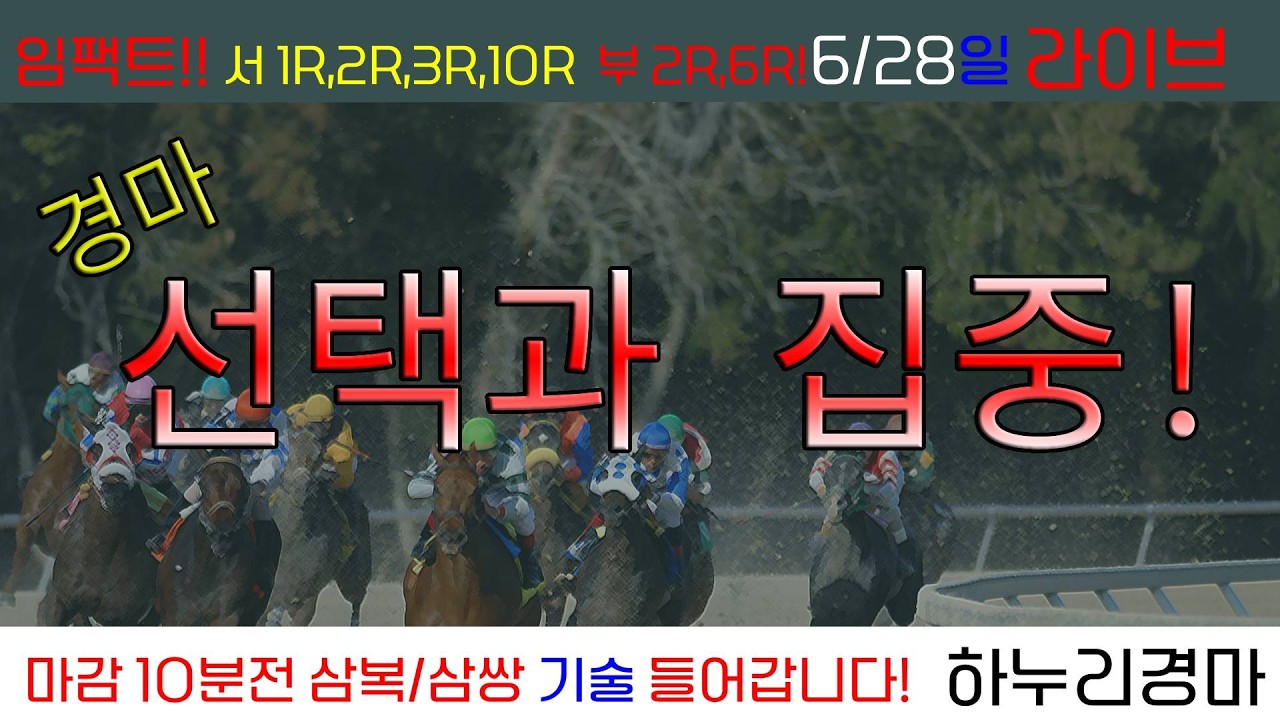 6/28(일) 경마 선택과 집중! 오전장 몽땅 접수! 1R,2R,3R 연타승부!! 경주별 삼복/삼쌍 기술 들어갑니다!!