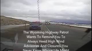 Watch Wind Blow Over Semi Truck On Wyoming Patrol Cruiser