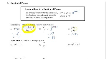 Math 9 - 1.6 Exponent Laws