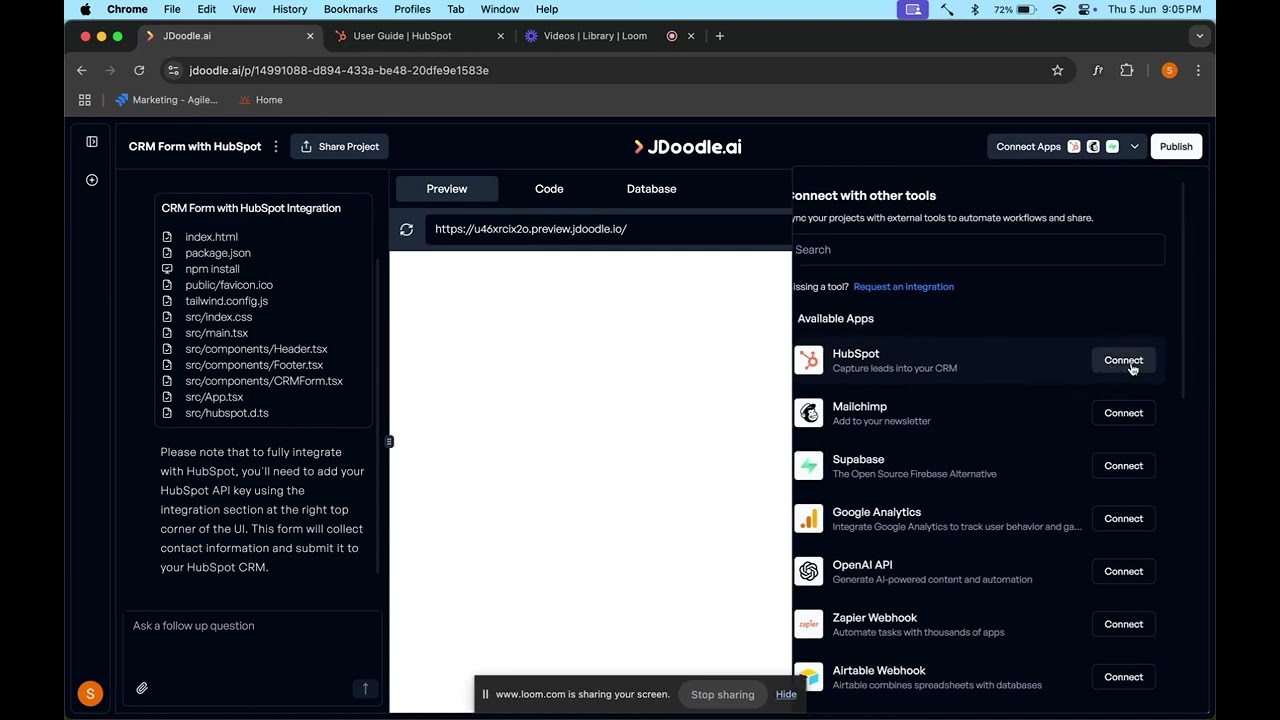 Connecting JDoodle.ai with HubSpot
