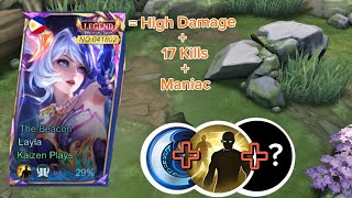 SOBRANG SAKIT NG DAMAGE MANIAC + 17 KILLS LAYLA 😱! SECRET ITEM BUILD | MLBB GOLD LANE