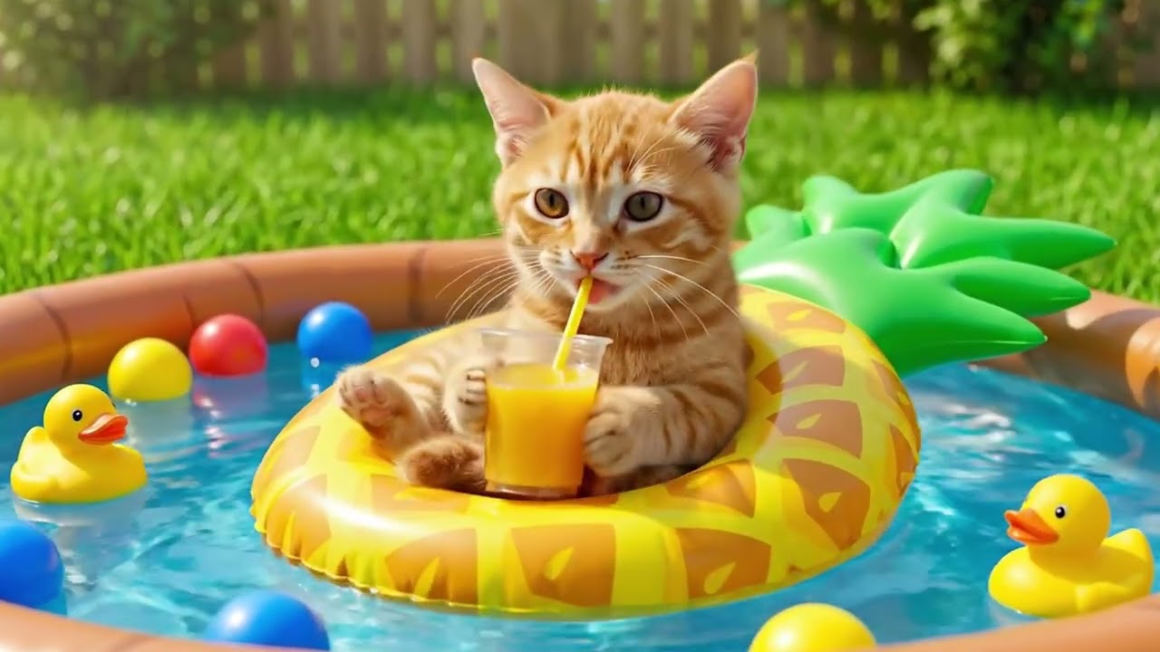 From Dream to Splash Mama Cat Takes Her Kitten to a Magical Water Park 💖✨