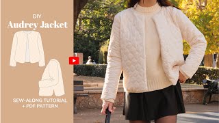 DIY Audrey Quilted Jacket Tutorial for PDF Sewing Pattern Sew-along Video- tintofmintPATTERNS