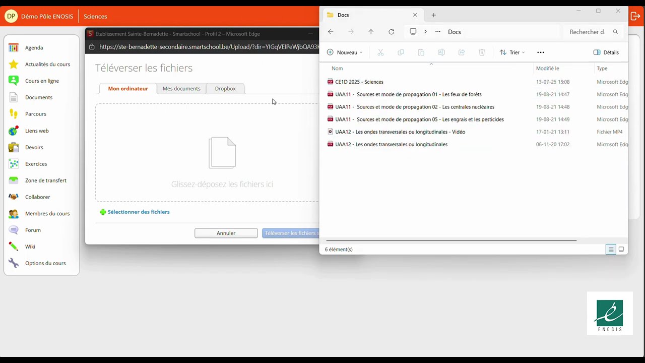 Smartschool - Déposer des fichiers dans documents du cours