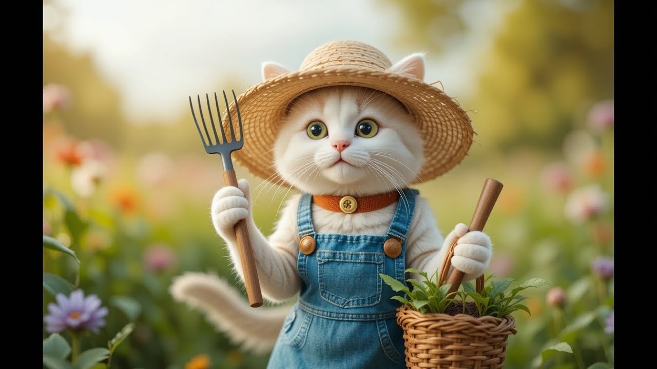 AI 3D Cat Animated Cartoon Videos | A farmer cat works in the fields