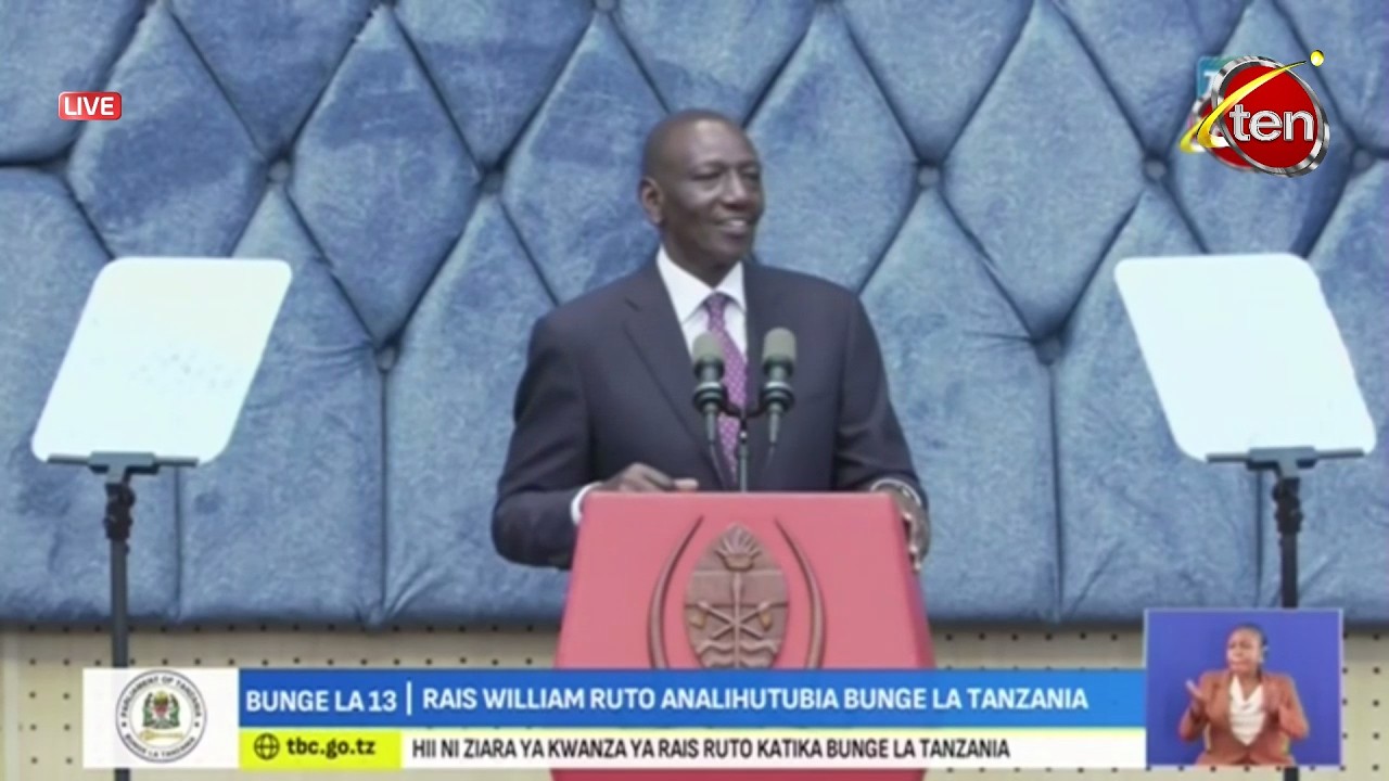 LIVE : RAIS WILLIAM RUTO ANALIHUTUBIA BUNGE LA TANZANIA - YouTube