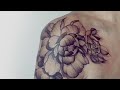 Peony whip shading - DOT WORK tattoo real time // Tatouage Pivoine