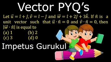 Let u ⃗=i ̂+j ̂,v ⃗=i ̂-j ̂ and w ⃗=i ̂+2j ̂+3k ̂. If n ̂ is a unit vector such that u ⃗∙n ̂=0 & ...