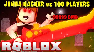 Jenna The Hacker Vs 100 Players... Roblox Bedwars