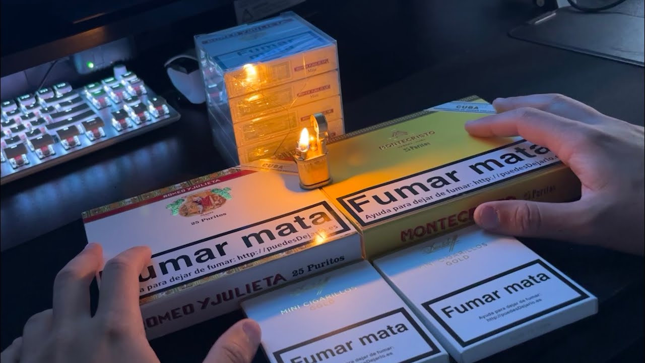 ASMR / Cuban cigarillos Unboxing & Mini Lighter Inspection