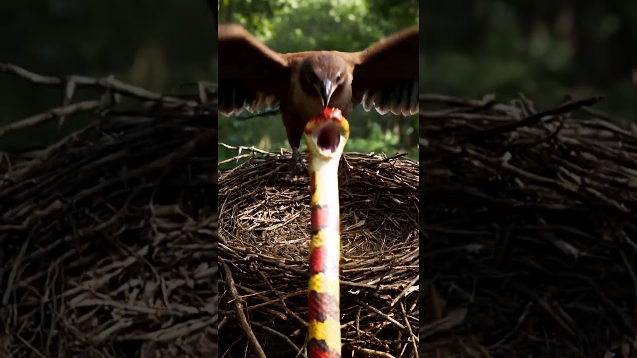 Bird Battles a Snake in the Wild 
